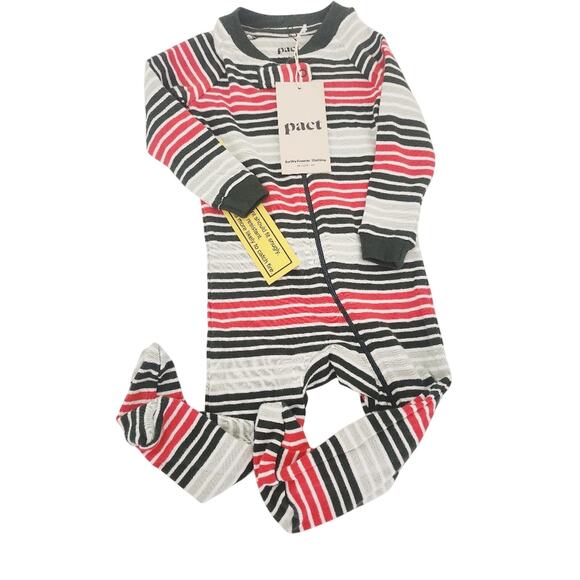 6-9M New Pact Striped Cotton One Piece - Picture 1 of 3